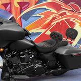 C.C. RIDER Touring Seat Driver Passenger Seat With Backrest For Harley Touring Street Glide Road Glide Electra Glide, Black Orange, 2008-2023