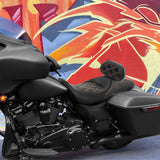 C.C. RIDER Touring Seat Driver Passenger Seat With Backrest For Harley Touring Street Glide Road Glide Electra Glide, Black Orange, 2008-2023