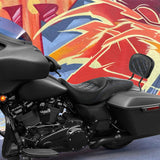 C.C. RIDER Touring Seat Driver Passenger Seat With Backrest For Harley Touring Street Glide Road Glide Electra Glide, Black Blue, 2008-2023