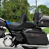 C.C. RIDER Touring Seat Driver Passenger Seat With Backrest For Harley Touring Street Glide Road Glide Electra Glide, Black Blue, 2008-2024