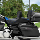 C.C. RIDER Touring Seat Driver Passenger Seat With Backrest For Harley Touring Street Glide Road Glide Electra Glide, Black Blue, 2008-2023