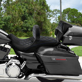 C.C. RIDER Touring Seat Driver Passenger Seat With Backrest For Harley Touring Street Glide Road Glide Electra Glide, Black Blue, 2008-2023