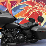 C.C. RIDER Touring Seat Driver Passenger Seat With Backrest For Harley Touring Street Glide Road Glide Electra Glide, Black White, 2008-2023