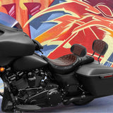 C.C. RIDER Touring Seat 2 up Seat Driver Passenger Seat With Backrest For Harley Touring Street Glide Road Glide Electra Glide, Coffee, 2008-2023