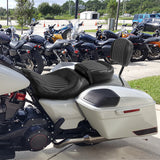 C.C. RIDER Touring Seat Two Piece 2 Up Seat Low Profile Driver Passenger Seat With Backrest For Road Glide Street Glide Road King, 2014-2023