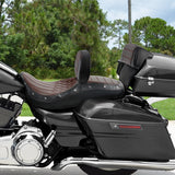 C.C. RIDER Touring Seat 2 up Seat Driver Passenger Seat With Backrest For Harley Touring Street Glide Road Glide Electra Glide, Coffee, 2008-2024