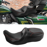 C.C. RIDER Touring Seat Driver Passenger Seat With Backrest For Harley CVO Road Glide Electra Glide Street Glide Road King, Black Red, 2014-2023