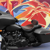 C.C. RIDER Touring Seat 2 up Seat Driver Passenger Seat With Backrest For Harley Touring Street Glide Road Glide Electra Glide, Coffee, 2008-2023