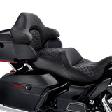 C.C. RIDER Touring Seat Driver Passenger Seat With Backrest For Harley CVO Road Glide Electra Glide Street Glide Road King, Black, 2014-2023
