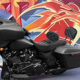 C.C. RIDER Touring Seat Driver Passenger Seat With Backrest For Harley Touring Street Glide Road Glide Electra Glide, Black Blue, 2008-2023