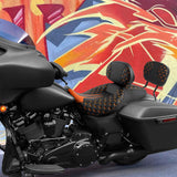 C.C. RIDER Touring Seat Driver Passenger Seat With Backrest For Harley Touring Street Glide Road Glide Electra Glide, Black Orange, 2008-2023