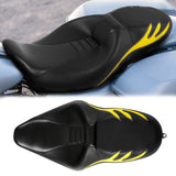 C.C. RIDER Touring Seat 2 up Seat Driver Passenger Seat Flames Pattern For Harley Touring Street Glide Road Glide Electra Glide, 2008-2023