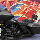 C.C. RIDER Touring Seat Driver Passenger Seat With Backrest For Harley Touring Street Glide Road Glide Electra Glide, Black White, 2008-2023