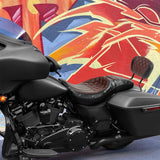 C.C. RIDER Touring Seat 2 up Seat Driver Passenger Seat With Backrest For Harley Touring Street Glide Road Glide Electra Glide, Coffee, 2008-2023