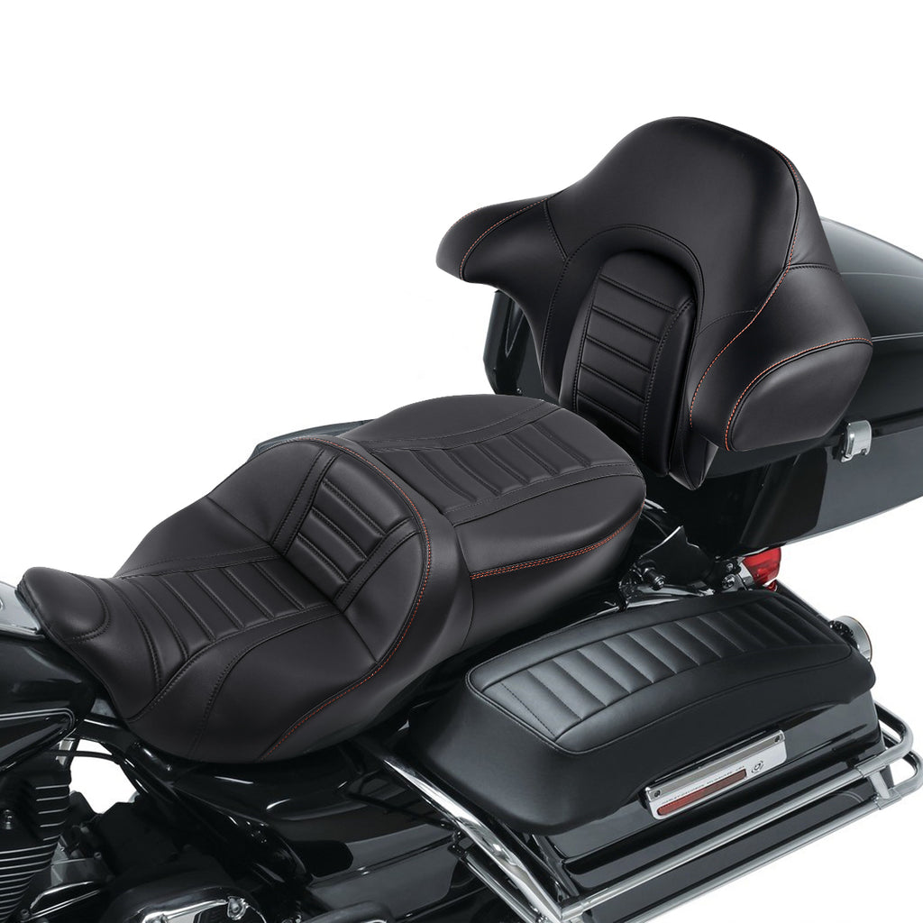 C.C. RIDER Touring Seat 2 Up Seat Driver Passenger Seat With Backrest For Harley CVO Road Glide Electra Glide Street Glide Road King, 2014-2023