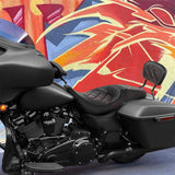 C.C. RIDER Touring Seat Driver Passenger Seat With Backrest For Harley Touring Street Glide Road Glide Electra Glide, Black Red, 2008-2023