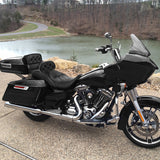 C.C. RIDER Touring Seat Driver Passenger Seat With Backrest For Harley Touring Street Glide Road Glide Electra Glide, Black White, 2008-2023