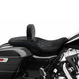 C.C. RIDER Touring Seat Driver Passenger Seat With Backrest For Harley Touring Street Glide Road Glide Electra Glide, Black Blue, 2008-2024