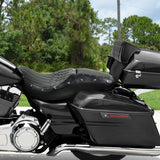 C.C. RIDER Touring Seat Driver Passenger Seat With Backrest For Harley Touring Street Glide Road Glide Electra Glide, Black White, 2008-2024