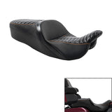 C.C. RIDER One-Piece 2-Up Seat With Backrest Double Roll For FL Touring Electra Street Glide Black Orange, set, 2014-2023