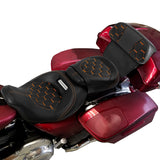 C.C. RIDER Touring Seat Two Piece Low Profile Driver Passenger Seat With Backrest For Road Glide Street Glide Road King, Black Orange, 2009-2023