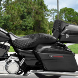 C.C. RIDER Touring Seat Driver Passenger Seat With Backrest For Harley Touring Street Glide Road Glide Electra Glide, Greyish White, 2008-2023