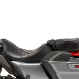 C.C. RIDER Touring Seat Two Piece 2 Up Seat Low Profile Driver Passenger Seat Rubicon For Road Glide Street Glide Road King, 2009-2023