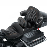 C.C. RIDER One-Piece 2-Up Seat With Backrest Double Roll For FL Touring Electra Street Glide Black Orange, set, 2014-2023
