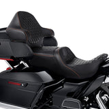 C.C. RIDER Touring Seat Driver Passenger Seat With Backrest For Harley CVO Road Glide Electra Glide Street Glide Road King, Black Orange, 2014-2023