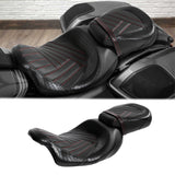 C.C. RIDER Touring Seat Two Piece 2 Up Seat Low Profile Driver Passenger Seat Road Stallion For Road Glide Street Glide Road King, 2009-2023