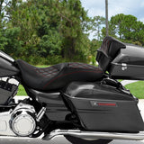 C.C. RIDER Touring Seat Driver Passenger Seat With Backrest For Harley Touring Street Glide Road Glide Electra Glide, Black Red, 2008-2023