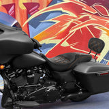 C.C. RIDER Touring Seat Driver Passenger Seat With Backrest For Harley Touring Street Glide Road Glide Electra Glide, Black Orange, 2008-2023