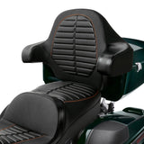 C.C. RIDER One-Piece 2-Up Seat With Backrest Double Roll For FL Touring Electra Street Glide Black Orange, set, 2014-2023