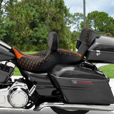 C.C. RIDER Touring Seat Driver Passenger Seat With Backrest For Harley Touring Street Glide Road Glide Electra Glide, Black Orange, 2008-2024
