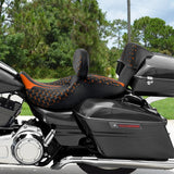C.C. RIDER Touring Seat Driver Passenger Seat With Backrest For Harley Touring Street Glide Road Glide Electra Glide, Black Orange, 2008-2023