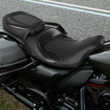 C.C. RIDER Touring Seat Two Piece 2 Up Seat Low Profile Driver Passenger Seat Classic Comfort For Road Glide Street Glide Road King, 2009-2023