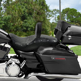C.C. RIDER Touring Seat Driver Passenger Seat With Backrest For Harley Touring Street Glide Road Glide Electra Glide, Black White, 2008-2024