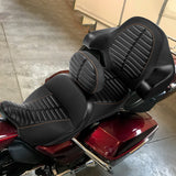 C.C. RIDER Rider Backrest 2 Up Seat Driver Backrest Pad For Harley Touring CVO Street Glide Road Glide Electra Glide Road King, 1988-2023