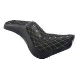 C.C. RIDER Softail Step Up Seat 2 up Seat Alcantara Lattice Stitching For Softail Standard Street Bob FXBB Standard FXST, 2018-2024