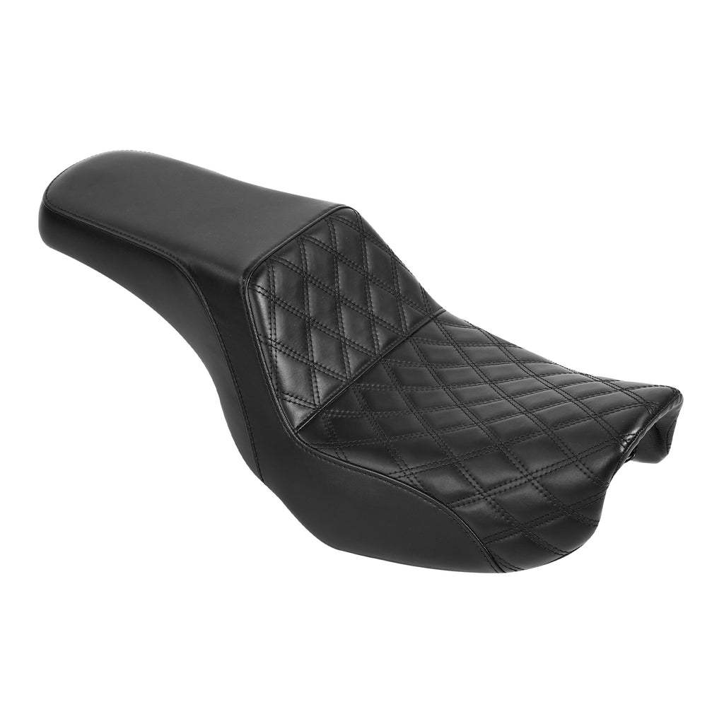 C.C. RIDER Dyna Step Up Seat 2 up Seat Black Lattice Stitching For Low Rider Fat Bob FXD/FXDWG, 2006-2017
