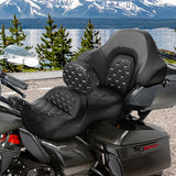 C.C. RIDER Touring Seat Driver Passenger Seat With Backrest For Harley CVO Road Glide Electra Glide Street Glide Road King, Black White, 2014-2024