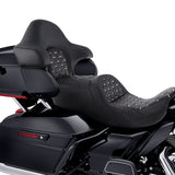 C.C. RIDER Touring Seat Driver Passenger Seat With Backrest For Harley CVO Road Glide Electra Glide Street Glide Road King, Black White, 2014-2024