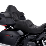 C.C. RIDER Touring Seat Driver Passenger Seat With Backrest For Harley CVO Road Glide Electra Glide Street Glide Road King, Black, 2014-2024