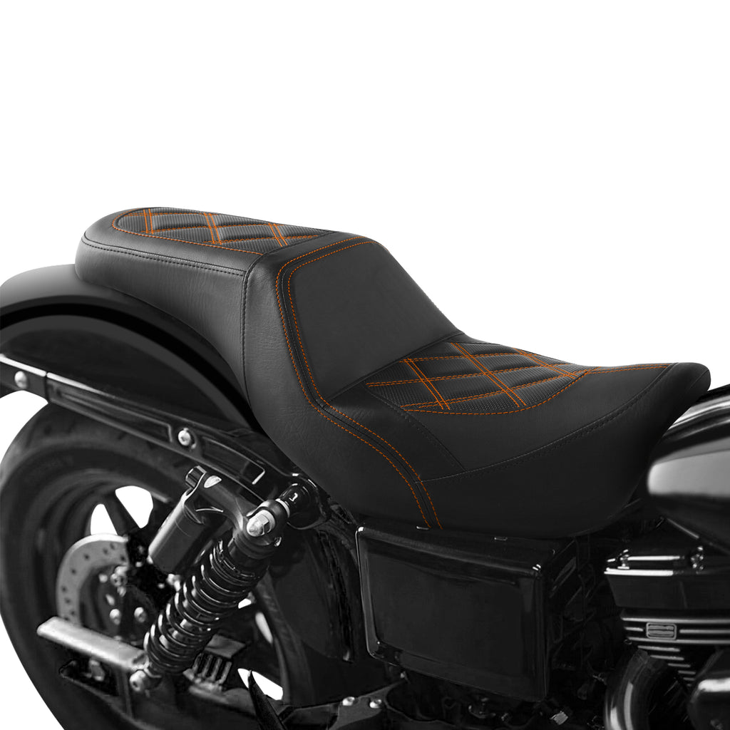 C.C. RIDER Dyna Step Up Seat 2 up Seat Diamond Stitching For Dyna Low Rider Fat Bob FXD/FXDWG, 2006-2017