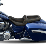 C.C. RIDER Indian Seat One Piece 2 Up Seat Orange Stitching Alcantara Seat For Indian Chieftain Models, 2014-2024