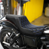C.C. RIDER Dyna Step Up Seat 2 up Seat Lattice Stitching Motorcycle Seats For Low Rider Fat Bob FXD/FXDWG, 2006-2017