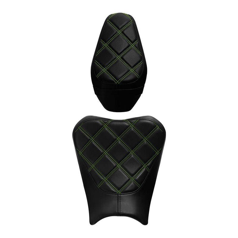 C.C. RIDER Z900 Front And Rear Green Diamond Stitching Seat Fit For Kawasaki Z900, 2017-2023