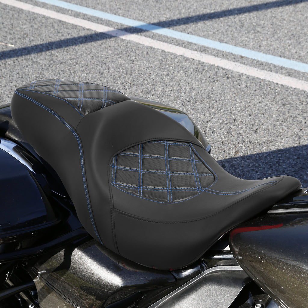C.C. RIDER Touring Seat 2 up Seat Driver Passenger Seat Aztec For Harley Touring Street Glide Road Glide Electra Glide, 2008-2023