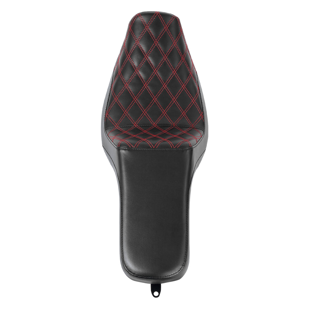 C.C. RIDER Dyna Step Up Seat 2 up Seat Red Stitching For Dyna Low Rider Fat Bob FXD/FXDWG, 2006-2017