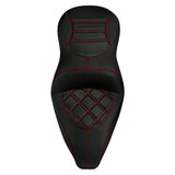 C.C. RIDER Touring Seat Driver Passenger Seat 2 Up Seat Red Double Lattice Stitch For FL Touring Road King Electra Glide Road Glide, 2009-2023